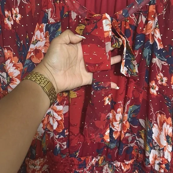 FIGUEROA & FLOWER Floral Print Red Midi Dress Size 2X NWT - Picture 8 of 16